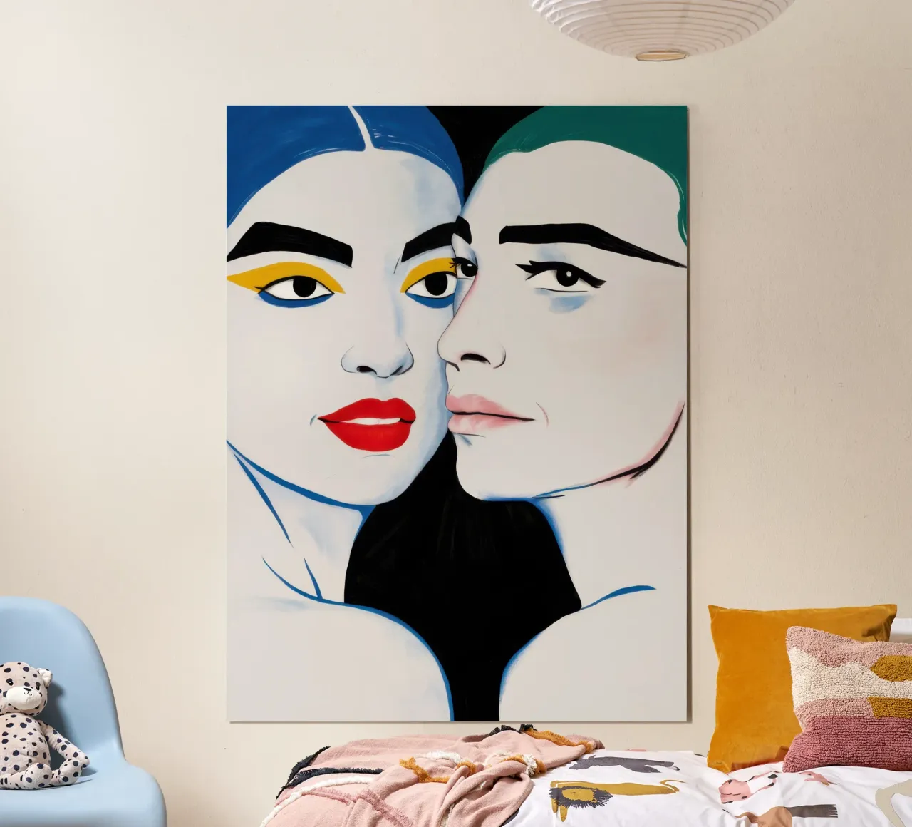 Doppio ritratto intimo poster con telaio in legno da Luna Aura