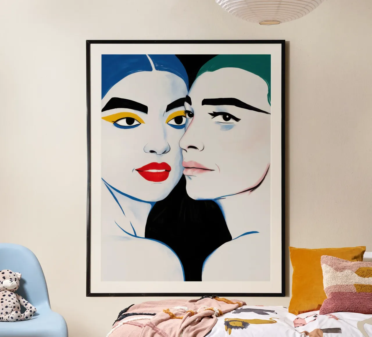 Doppio ritratto intimo poster con telaio in legno da Luna Aura