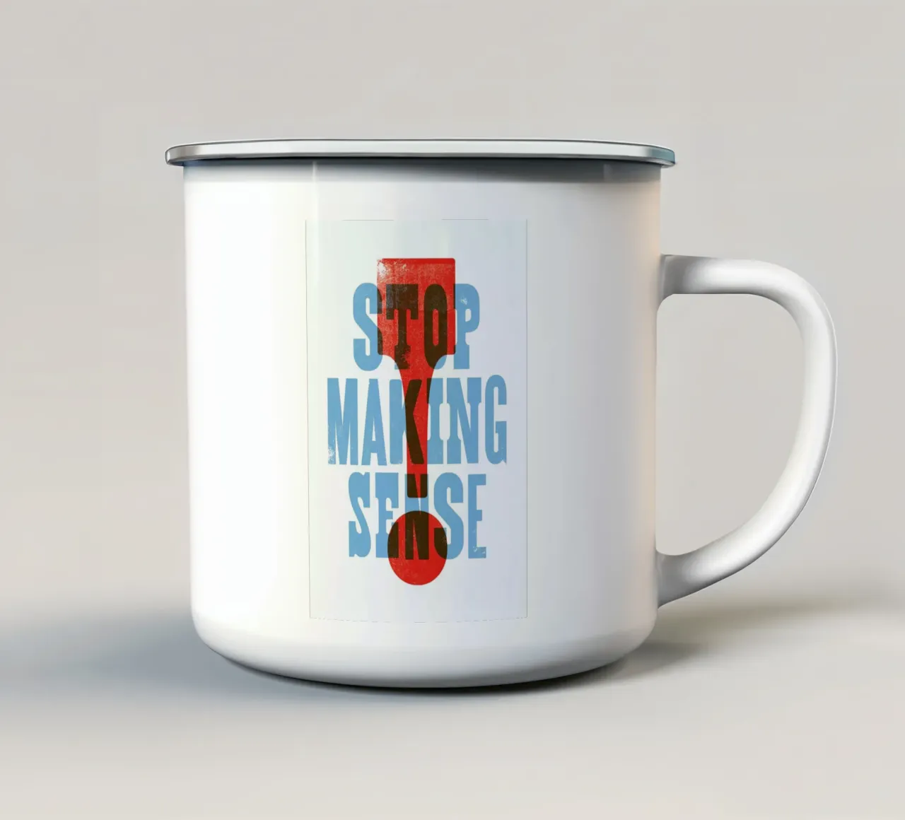 STOP MAKING SENSE taza de esmalte de The Indoor Type