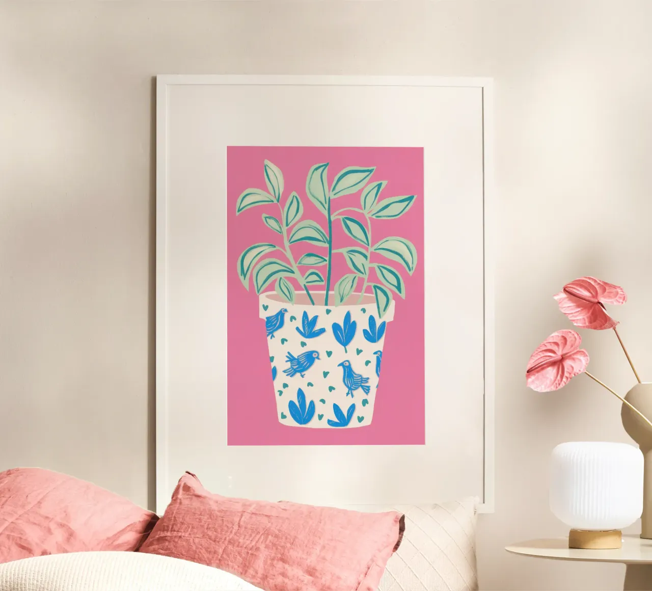 Pianta gioiosa in vaso poster con telaio in plastica da Luna Aura