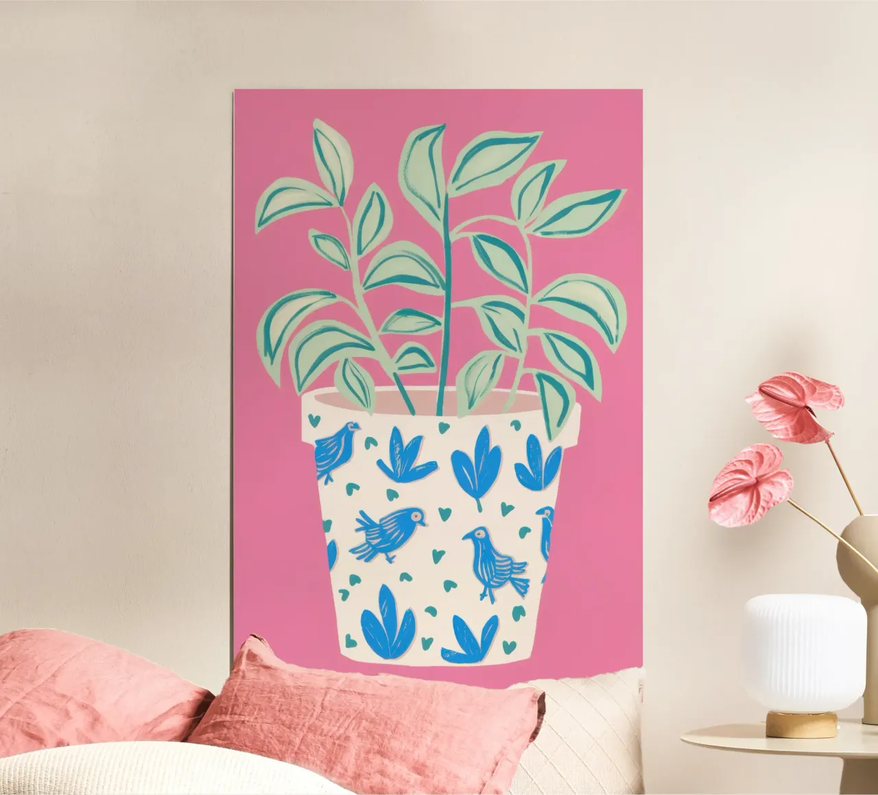 Pianta gioiosa in vaso poster con telaio in plastica da Luna Aura