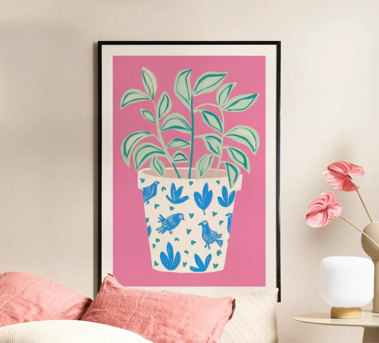 Pianta gioiosa in vaso poster con telaio in plastica da Luna Aura