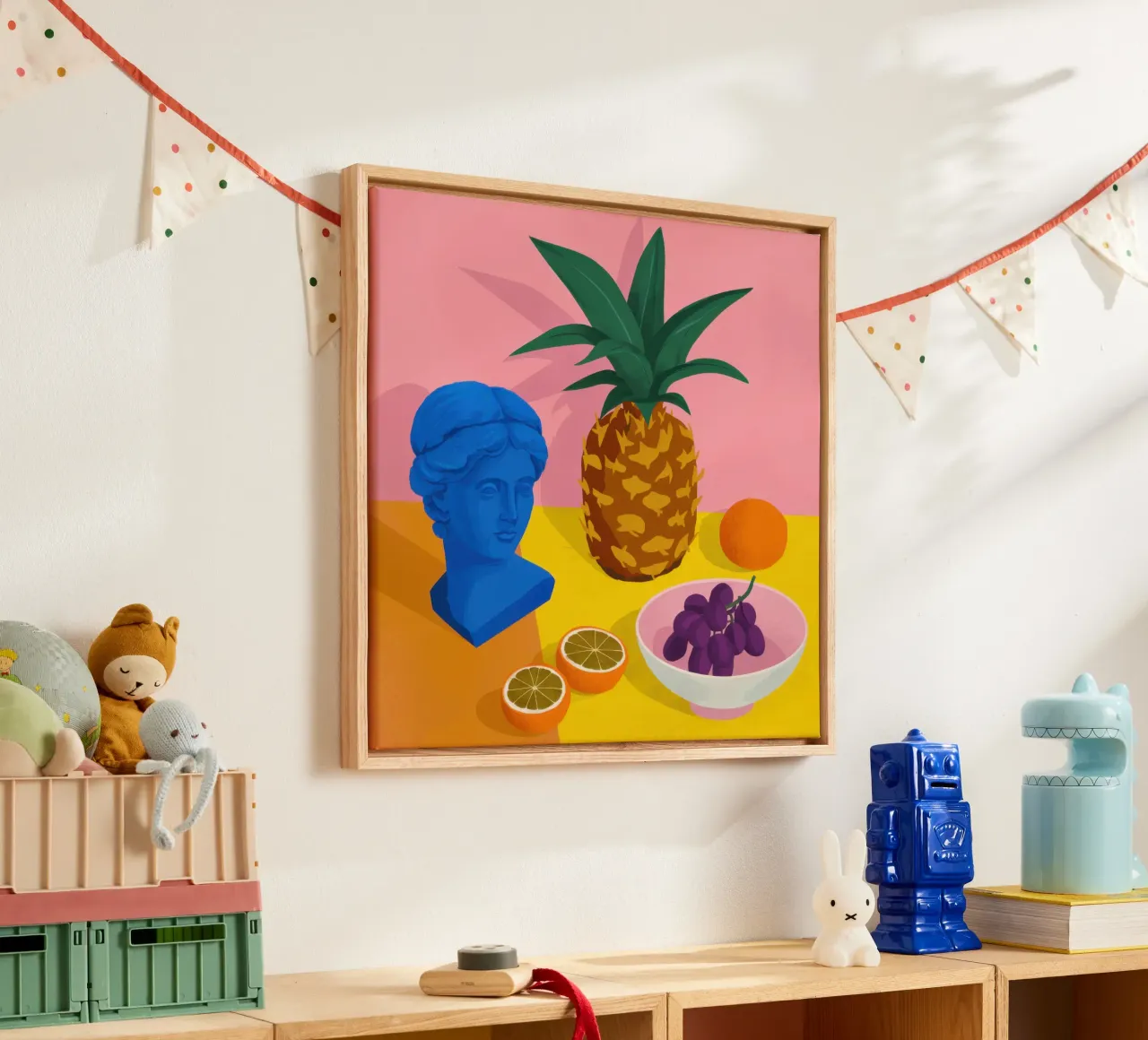 Surreal Pineapple Still life canvas with Floater frame by Irish Strokes