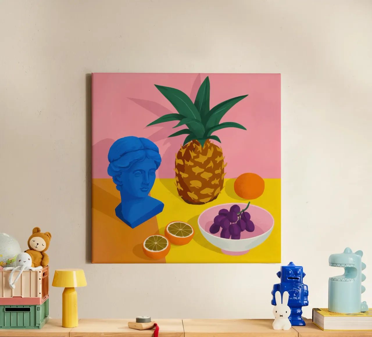 Surreal Pineapple Still life canvas with Floater frame by Irish Strokes
