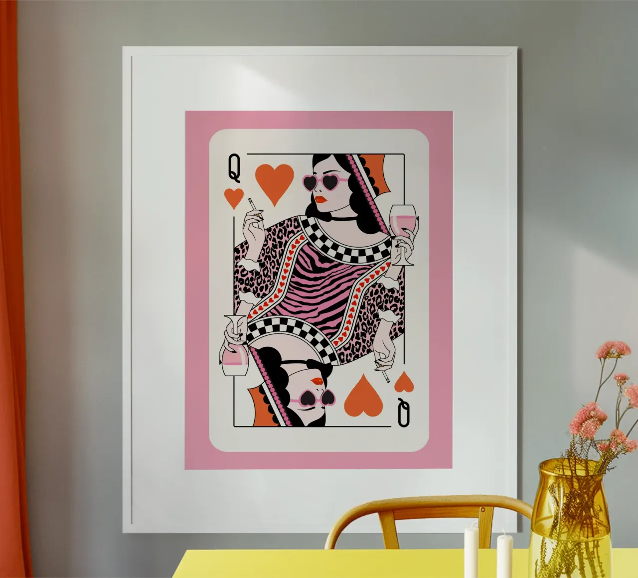 Regina di cuori - Rosa rossa poster da Asha Designs