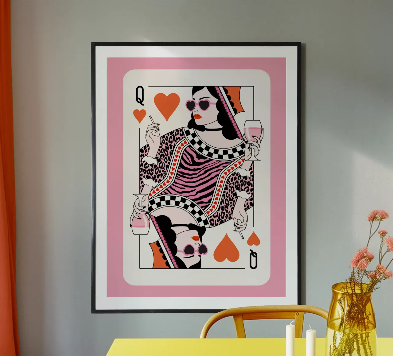 Regina di cuori - Rosa rossa poster da Asha Designs