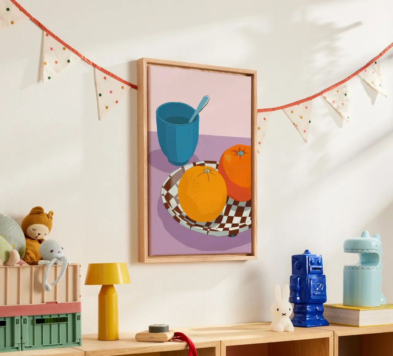 Orange and Checkers canvas with Floater frame by Irish Strokes
