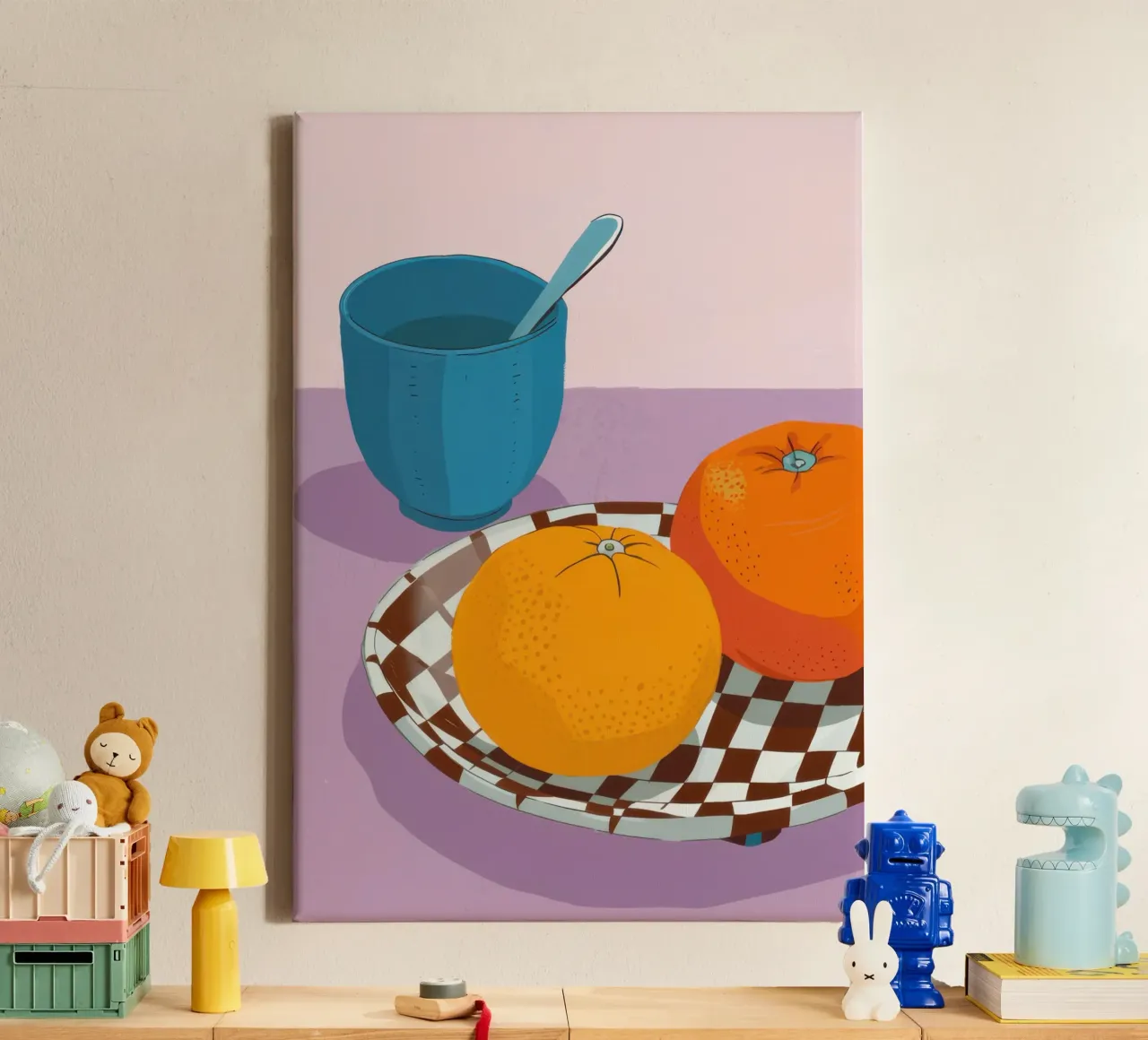 Orange and Checkers canvas with Floater frame by Irish Strokes