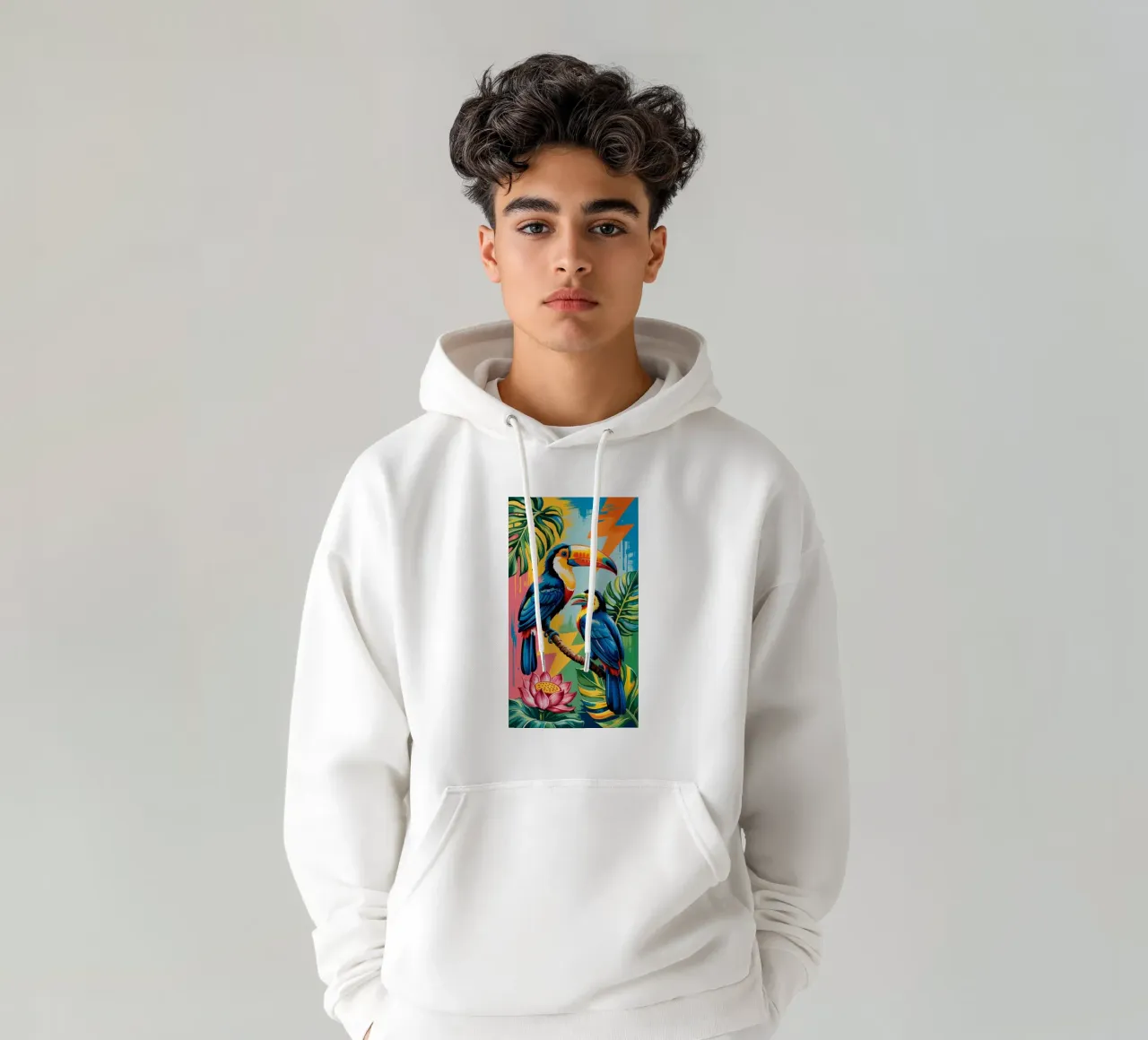 Monstera and Bird toucan Forest felpa con cappuccio da Jeff Studio