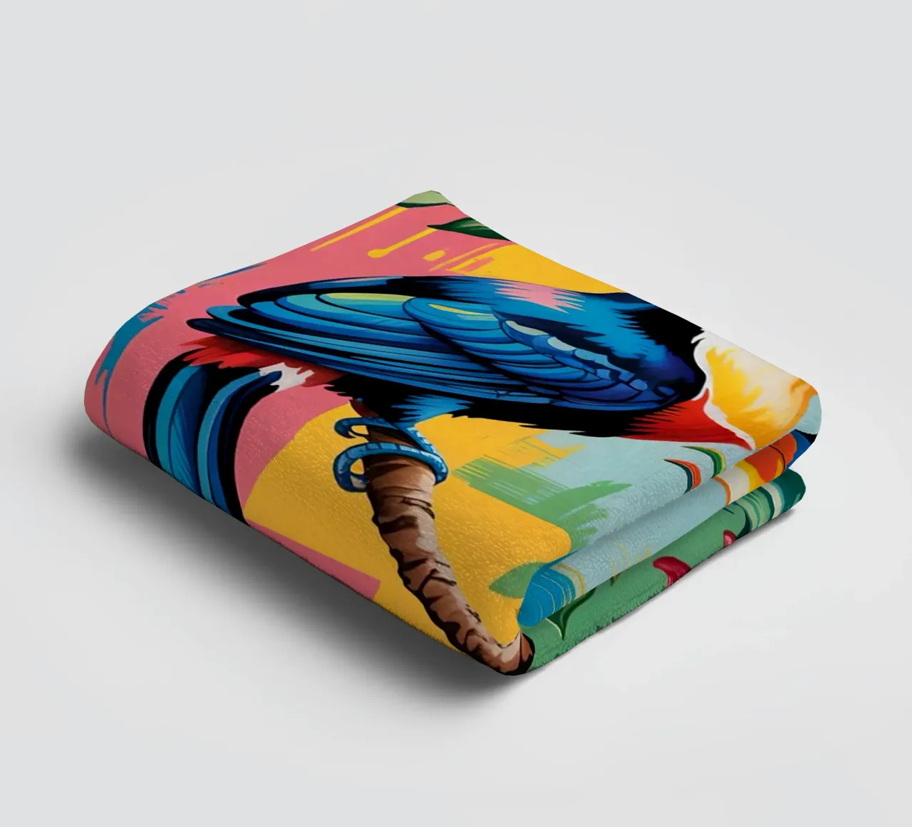 Monstera and Bird toucan Forest asciugamano da bagno da Jeff Studio