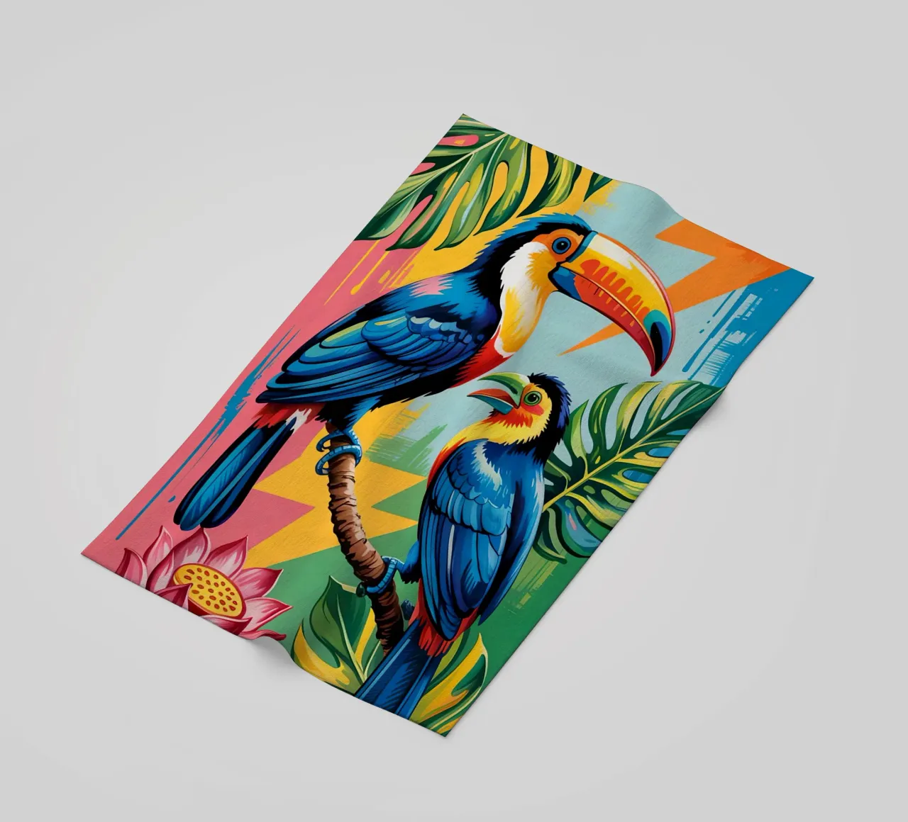Monstera and Bird toucan Forest telo mare da Jeff Studio