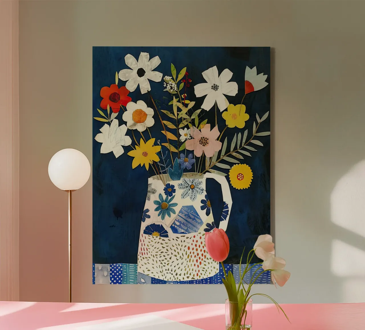Kleurrijke bloemen 2 canvas met Baklijst van DaarbyN