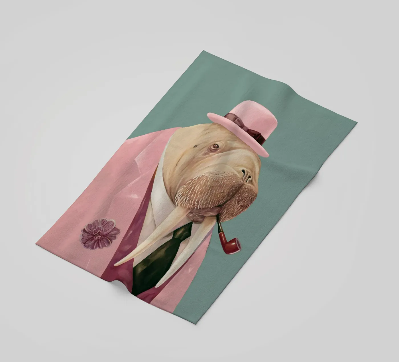 Dapper Walrus - Verde rosa telo mare da Animal Crew
