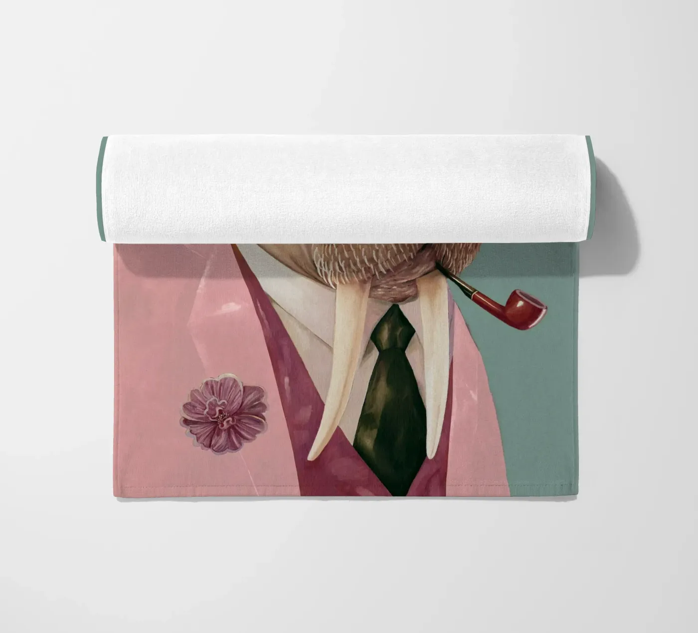 Dapper Walrus - Verde rosa telo mare da Animal Crew