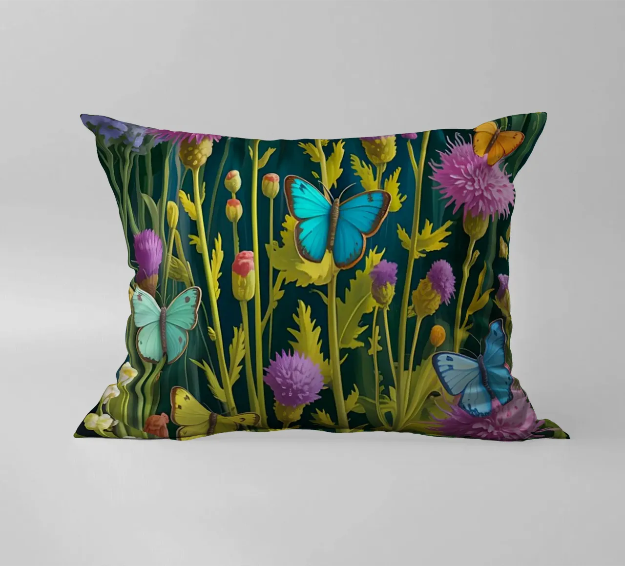 Butterfly With Flower In The Garden cuscino da Jeff Studio