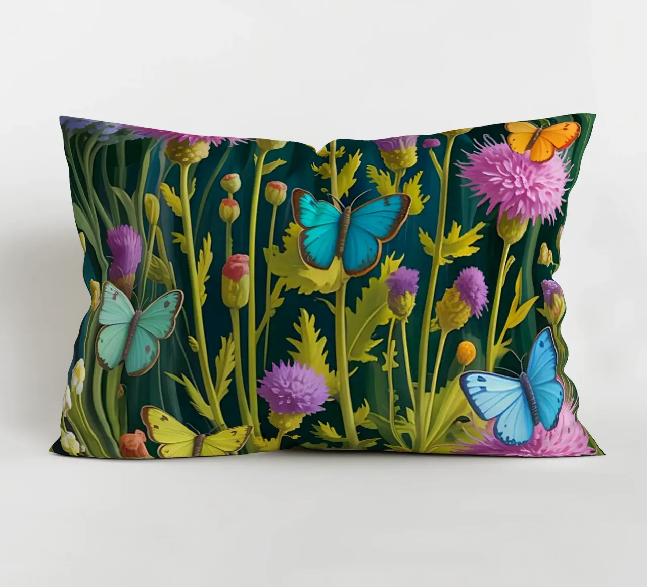 Butterfly With Flower In The Garden cuscino da Jeff Studio