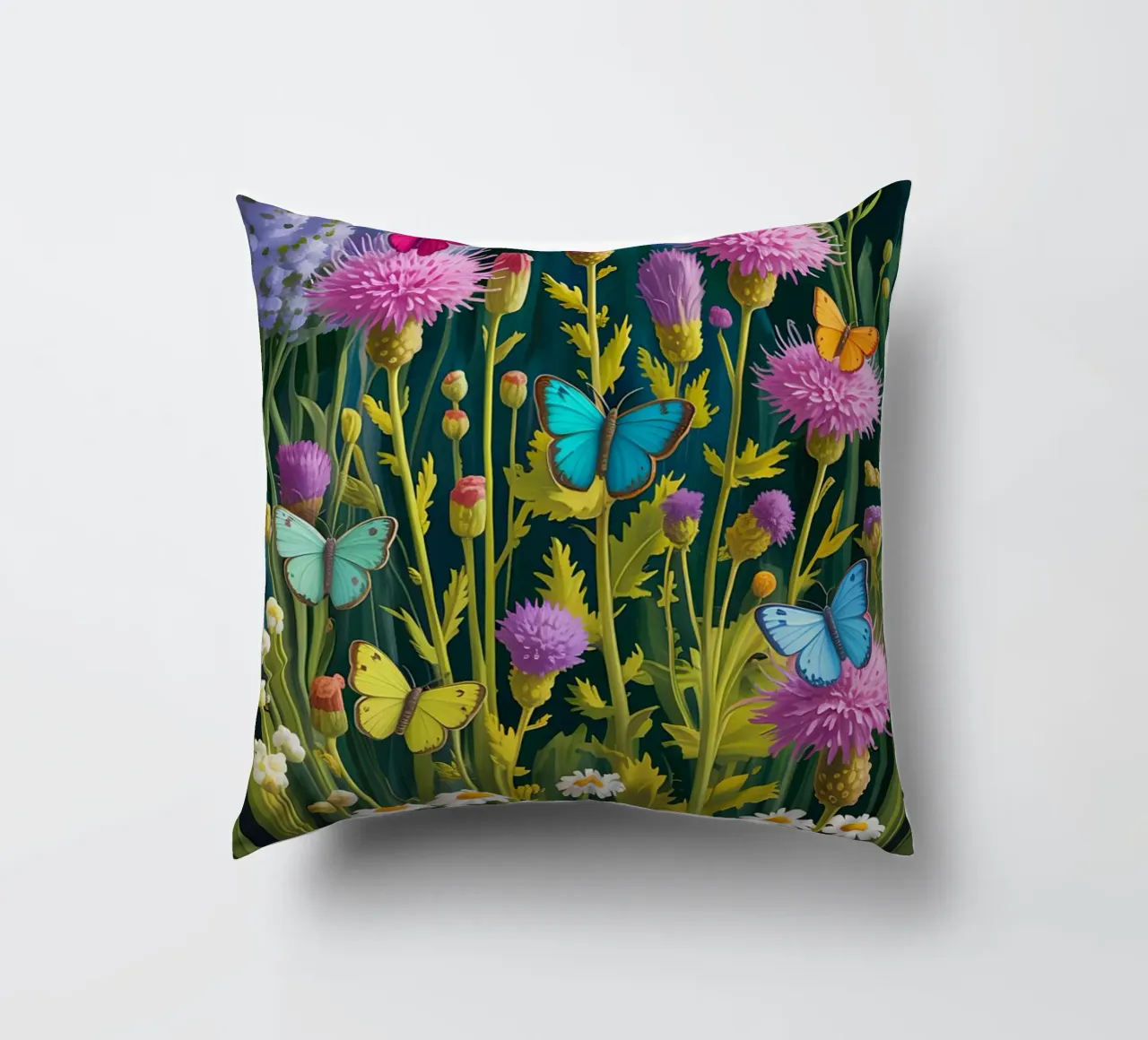 Butterfly With Flower In The Garden cuscino da Jeff Studio