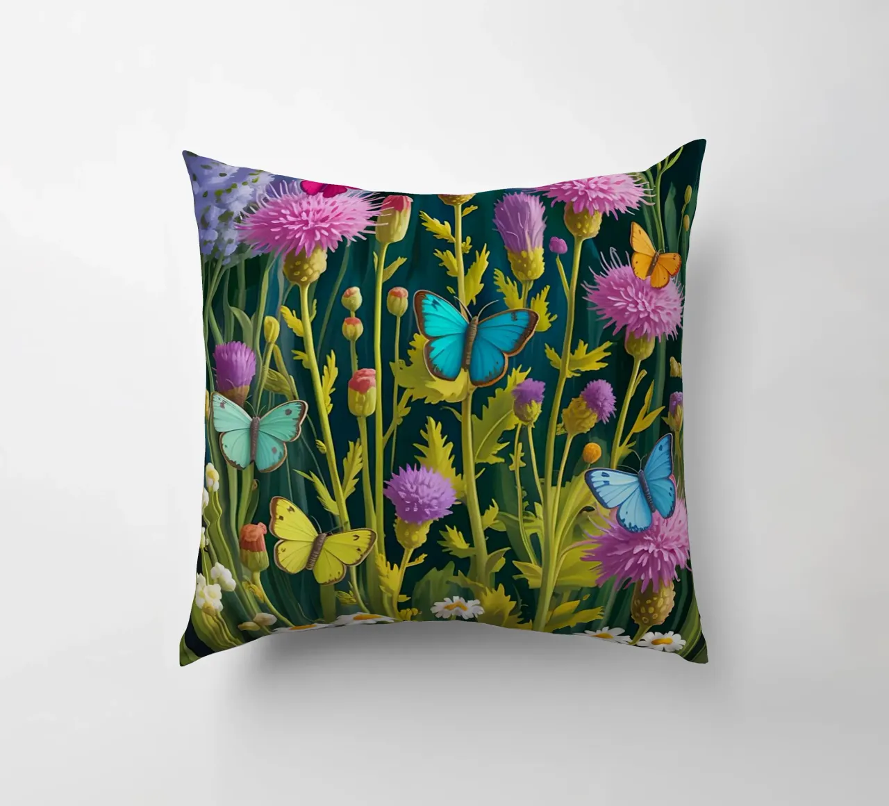 Butterfly With Flower In The Garden cuscino da Jeff Studio