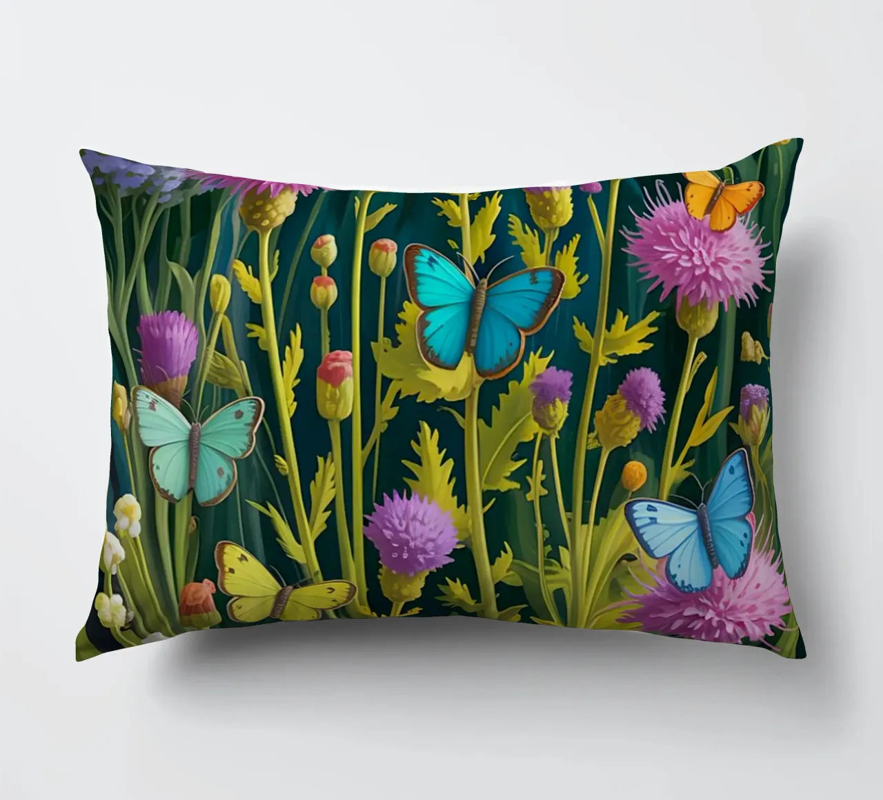 Butterfly With Flower In The Garden cuscino da Jeff Studio
