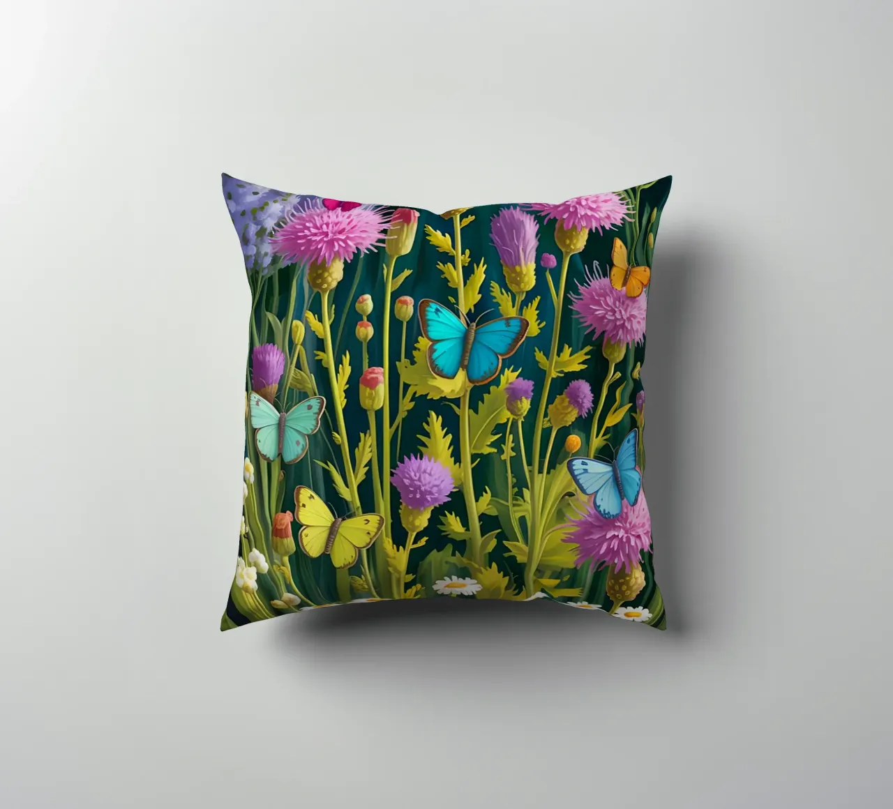 Butterfly With Flower In The Garden cuscino da Jeff Studio