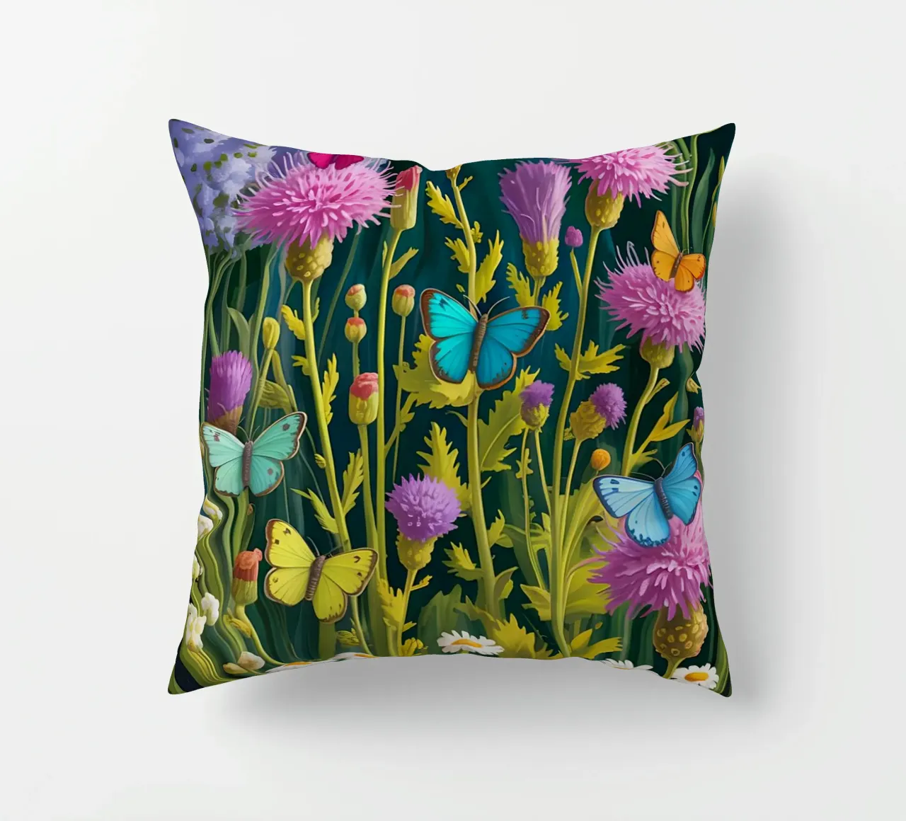 Butterfly With Flower In The Garden cuscino da Jeff Studio
