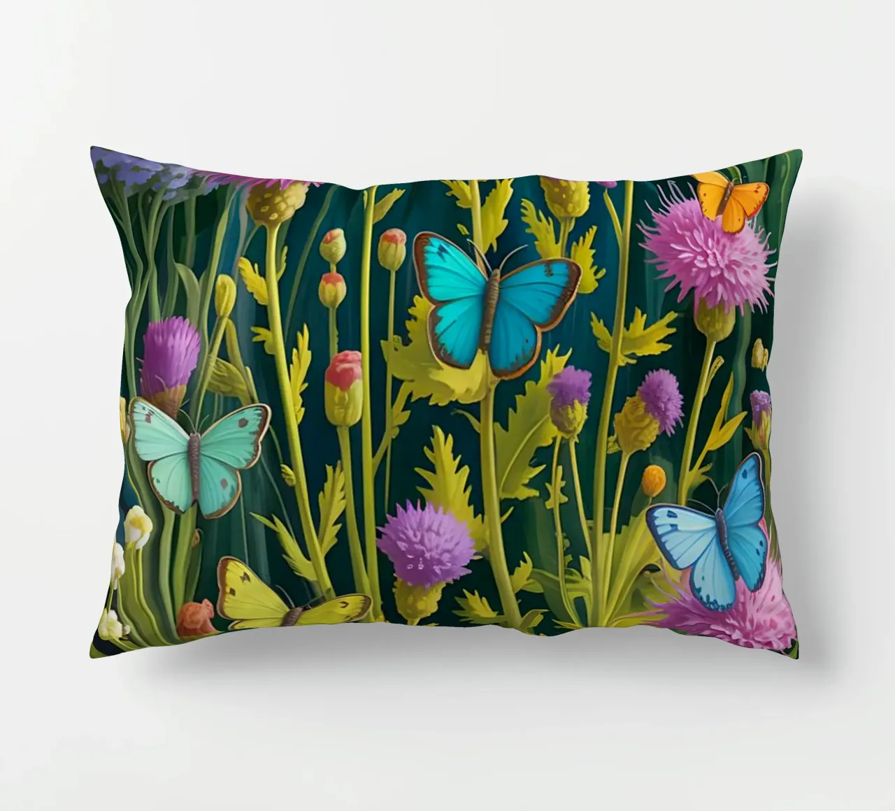 Butterfly With Flower In The Garden cuscino da Jeff Studio
