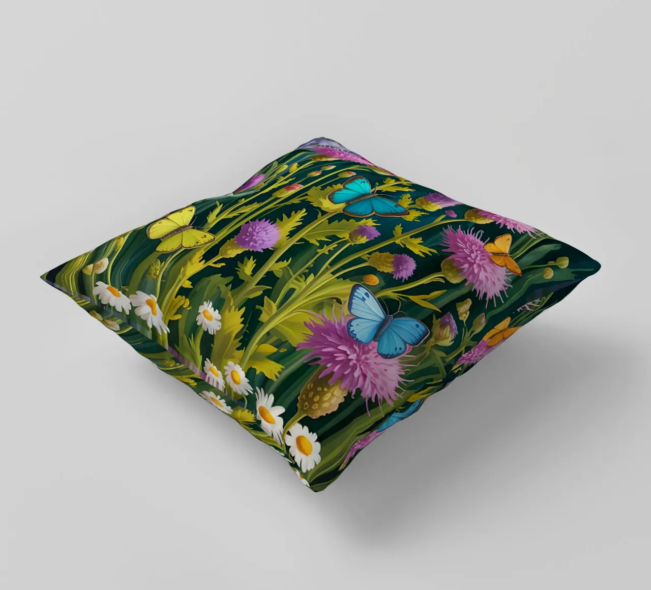 Butterfly With Flower In The Garden cuscino da Jeff Studio