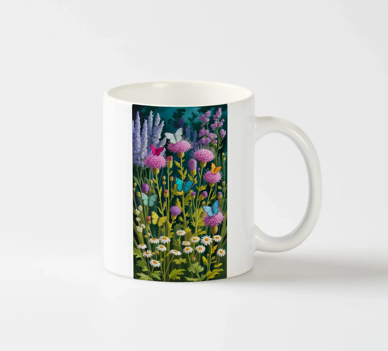 Butterfly With Flower In The Garden tazza in ceramica da Jeff Studio