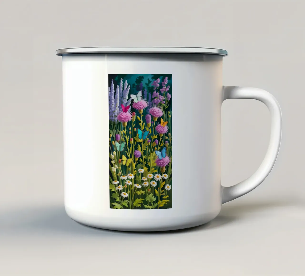 Butterfly With Flower In The Garden tazza in smalto da Jeff Studio