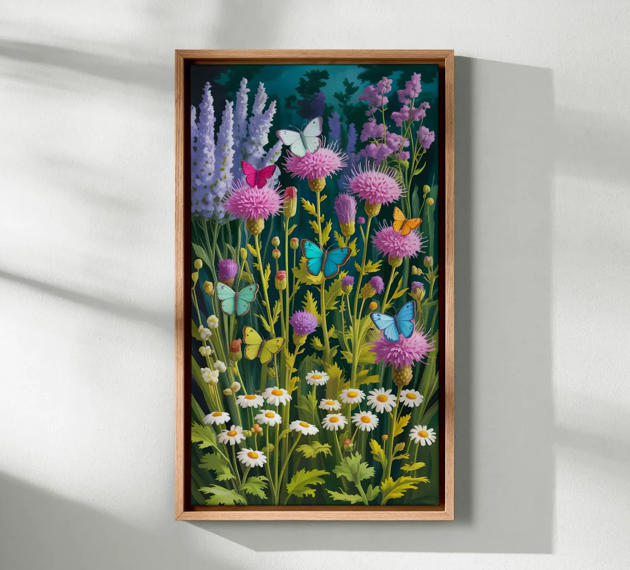 Butterfly With Flower In The Garden tela con Cornice a cassetta da Jeff Studio