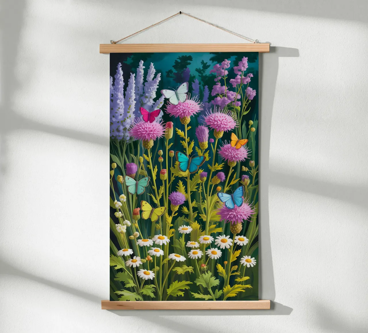 Butterfly With Flower In The Garden poster con telaio in plastica da Jeff Studio
