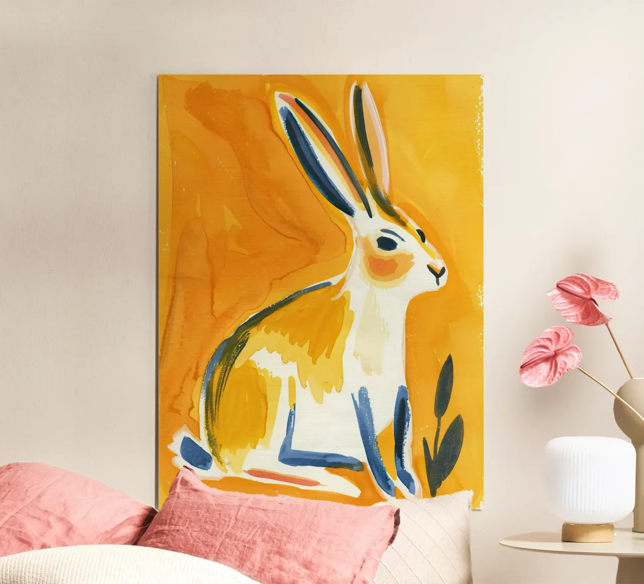 Lepre illuminata dal sole poster con telaio in legno da DaarbyN