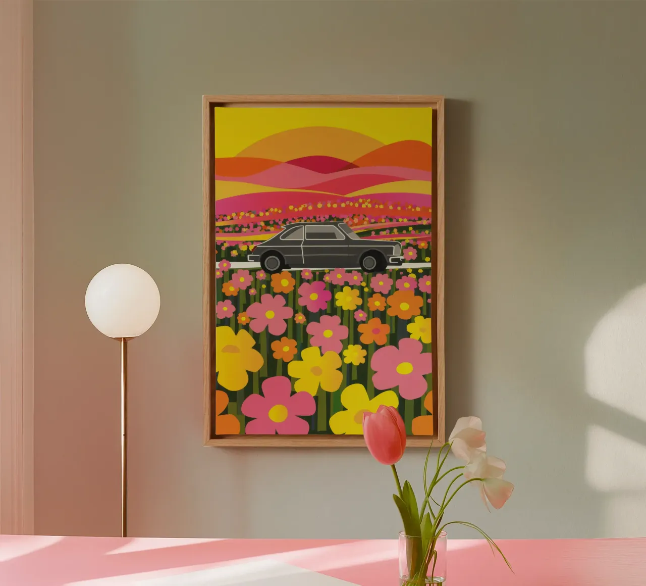 Fiori d'auto d'epoca tela con Cornice a cassetta da Irish Strokes