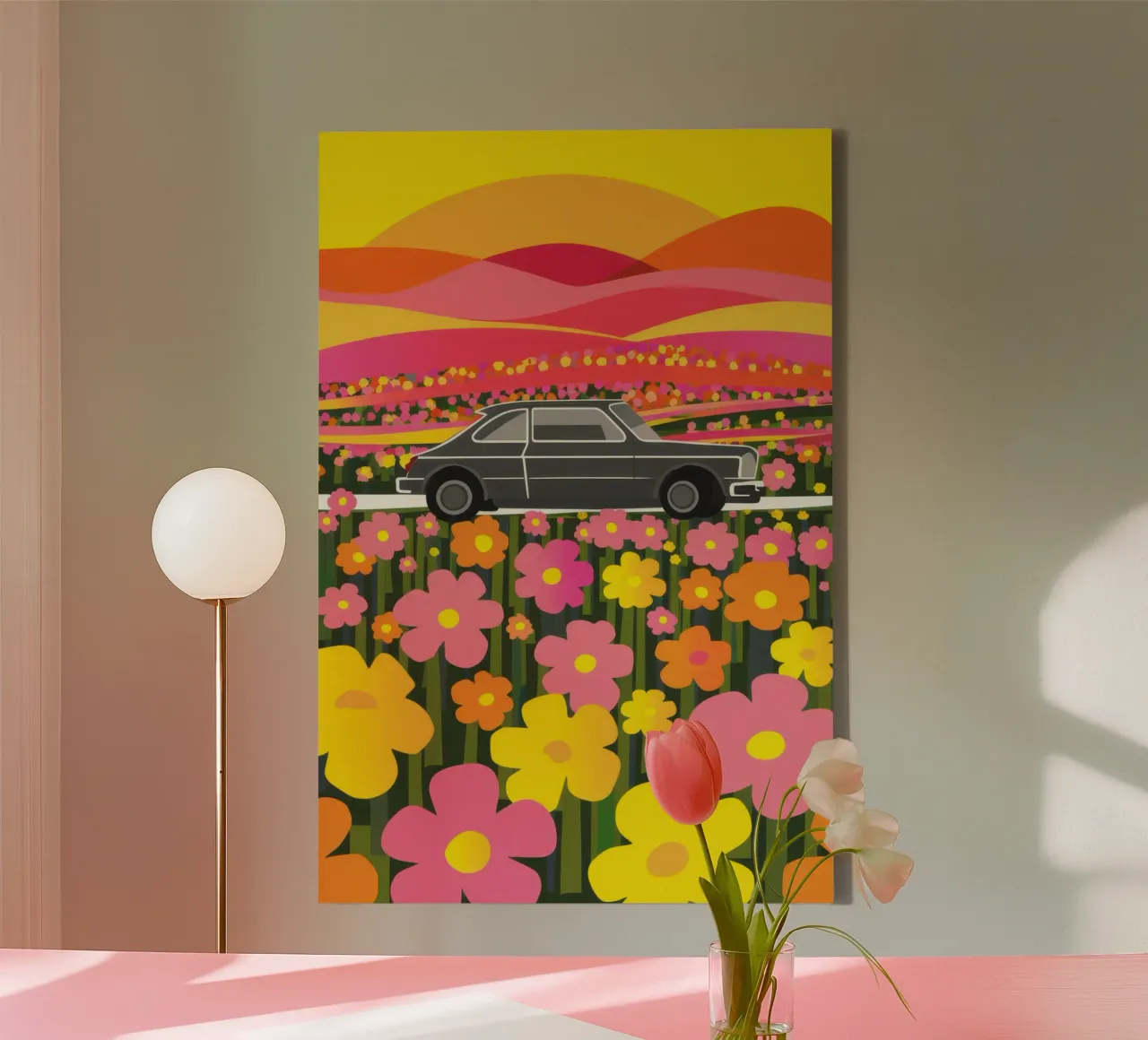 Fiori d'auto d'epoca tela con Cornice a cassetta da Irish Strokes
