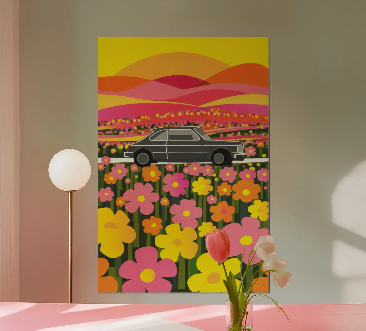 Fiori d'auto d'epoca poster con telaio in plastica da Irish Strokes
