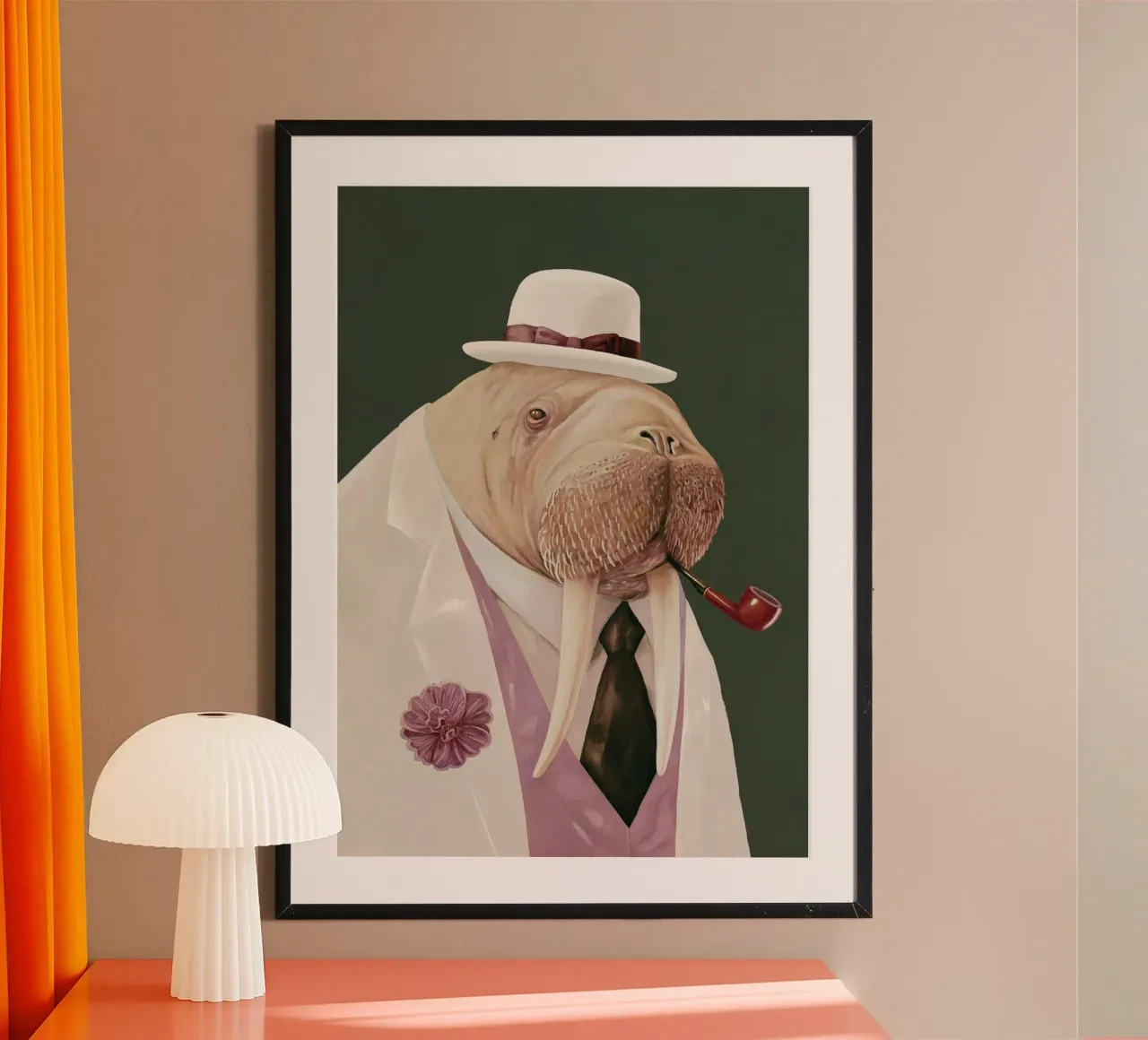 Dapper Walrus - Verde muschio bianco carta hahnemühle da Animal Crew