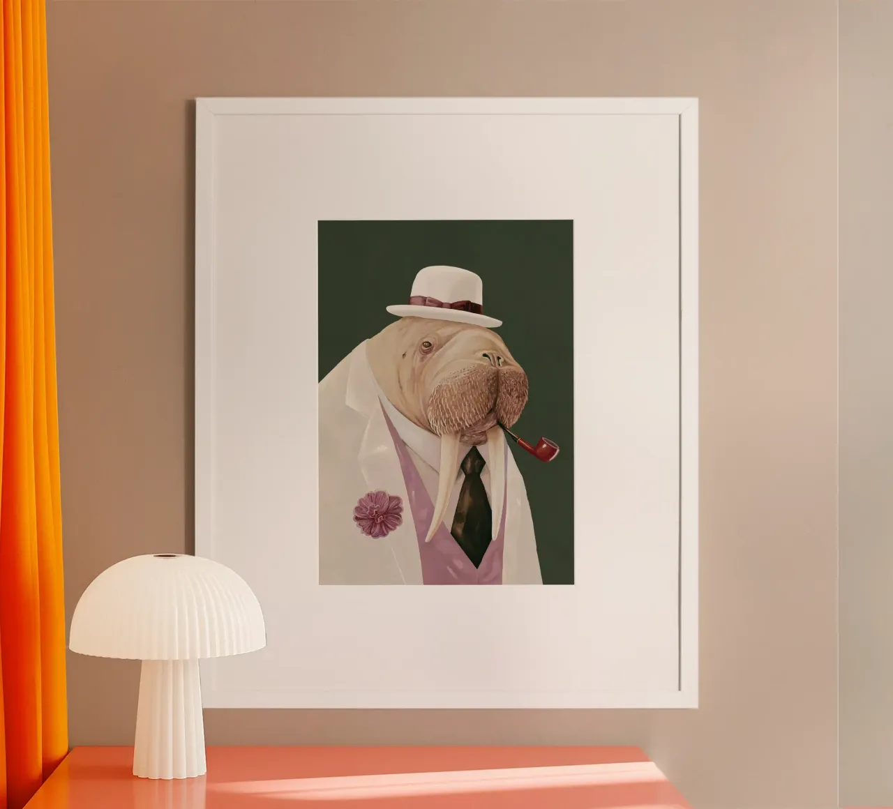 Dapper Walrus - Verde muschio bianco carta hahnemühle da Animal Crew