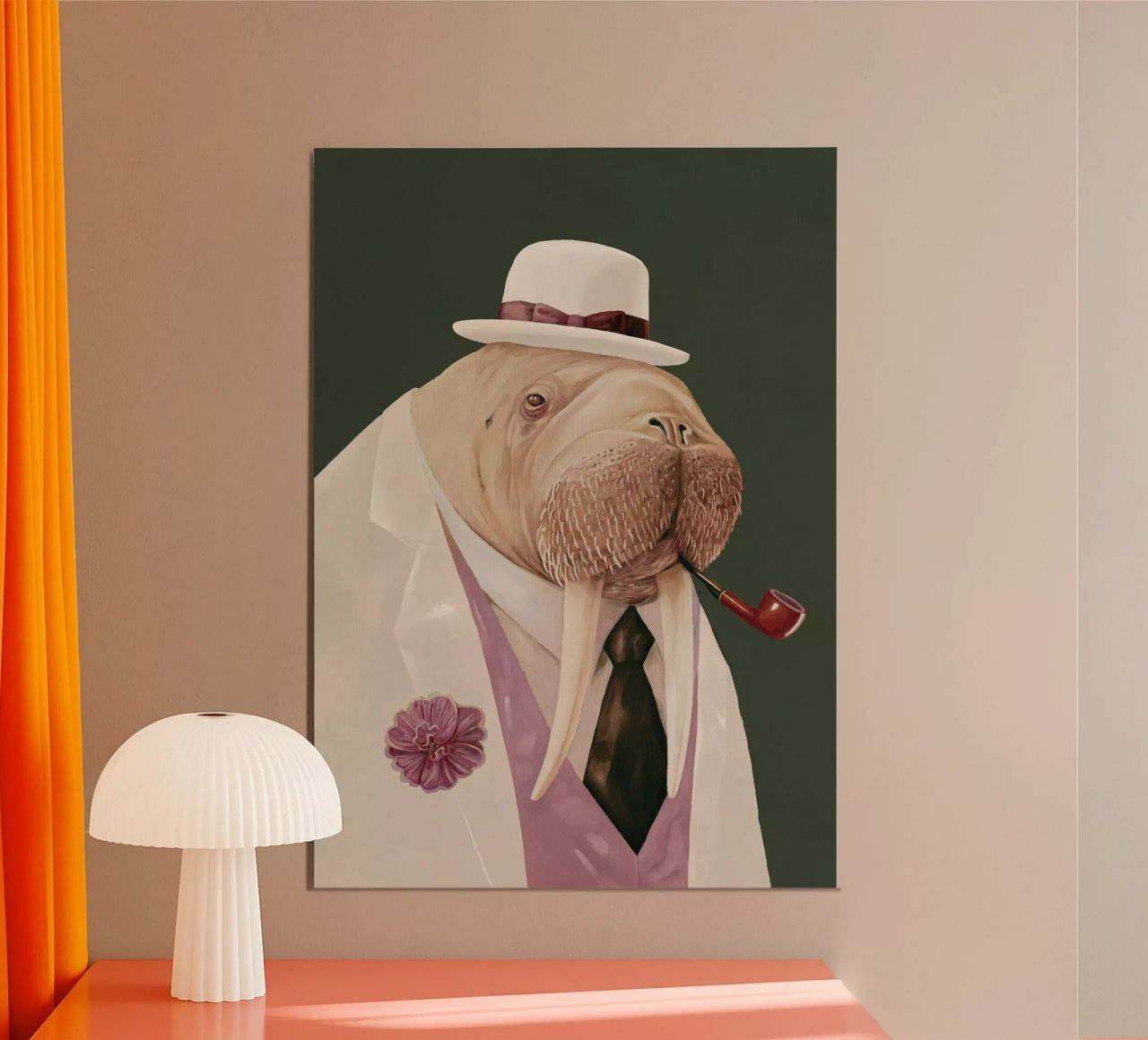 Dapper Walrus - Moss Green White poster van Animal Crew