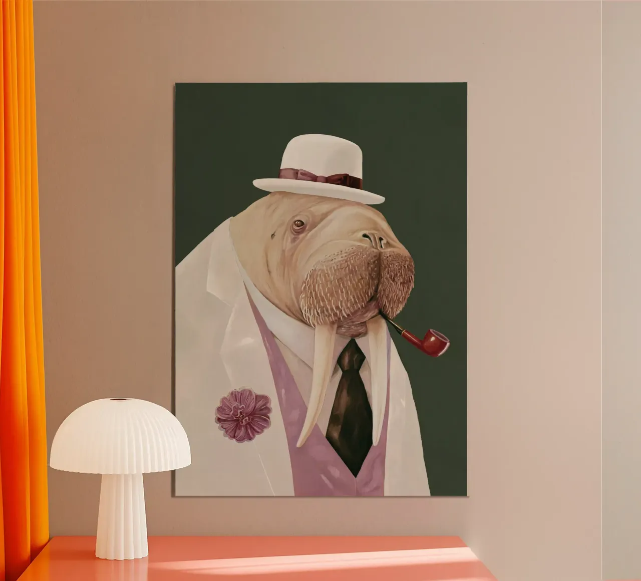 Dapper Walrus - Verde muschio bianco carta hahnemühle da Animal Crew