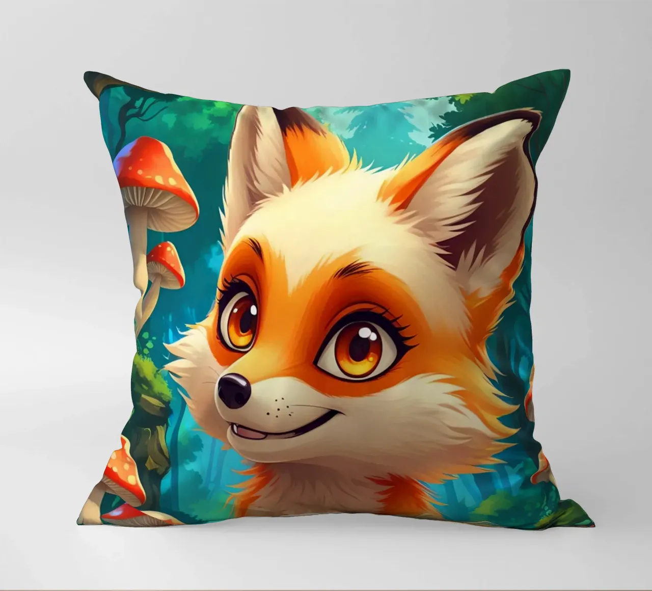 Fox in a Beautiful Forest cuscino da Jeff Studio