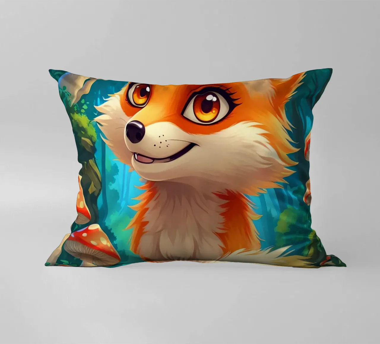 Fox in a Beautiful Forest cuscino da Jeff Studio