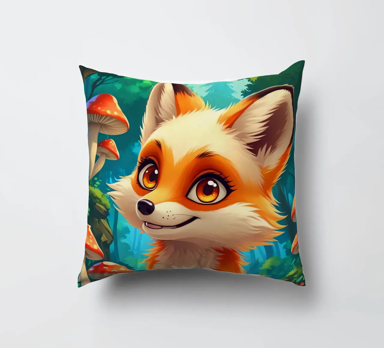 Fox in a Beautiful Forest cuscino da Jeff Studio