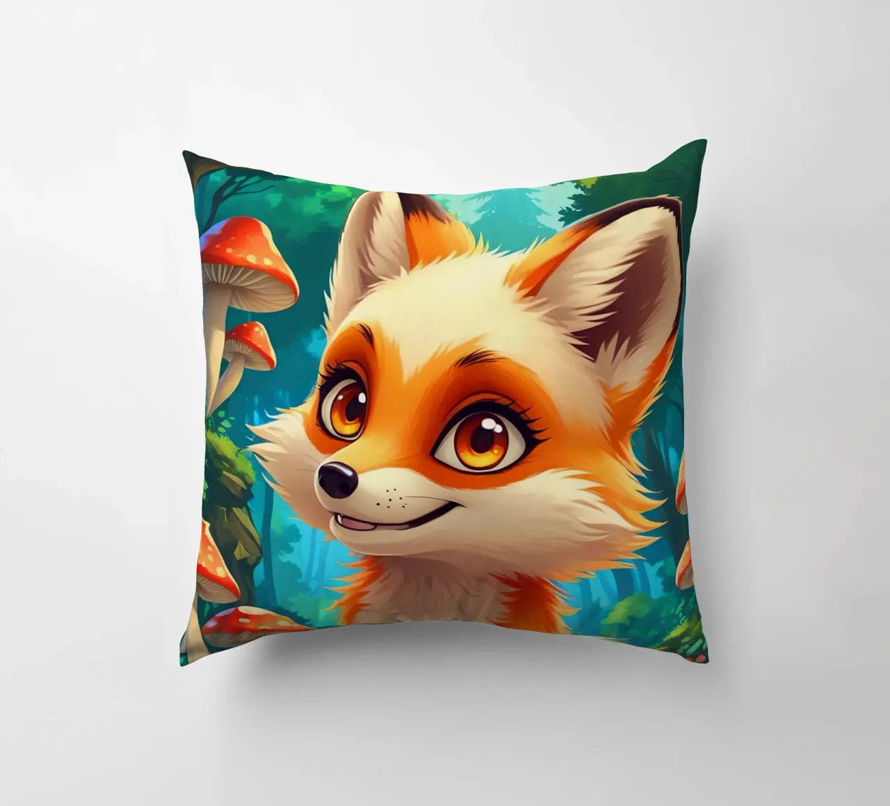 Fox in a Beautiful Forest cuscino da Jeff Studio