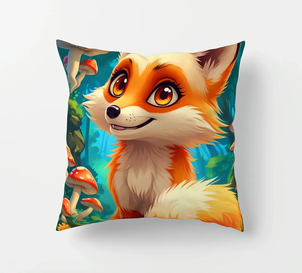 Fox in a Beautiful Forest cuscino da Jeff Studio