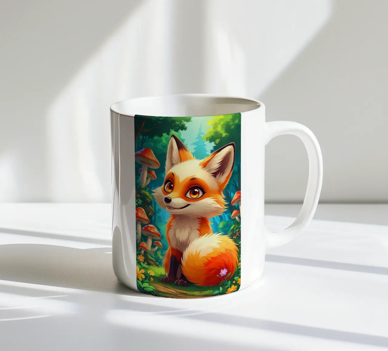 Fox in a Beautiful Forest tazza in ceramica da Jeff Studio