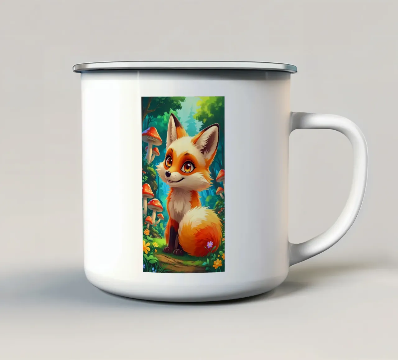 Fox in a Beautiful Forest tazza in smalto da Jeff Studio