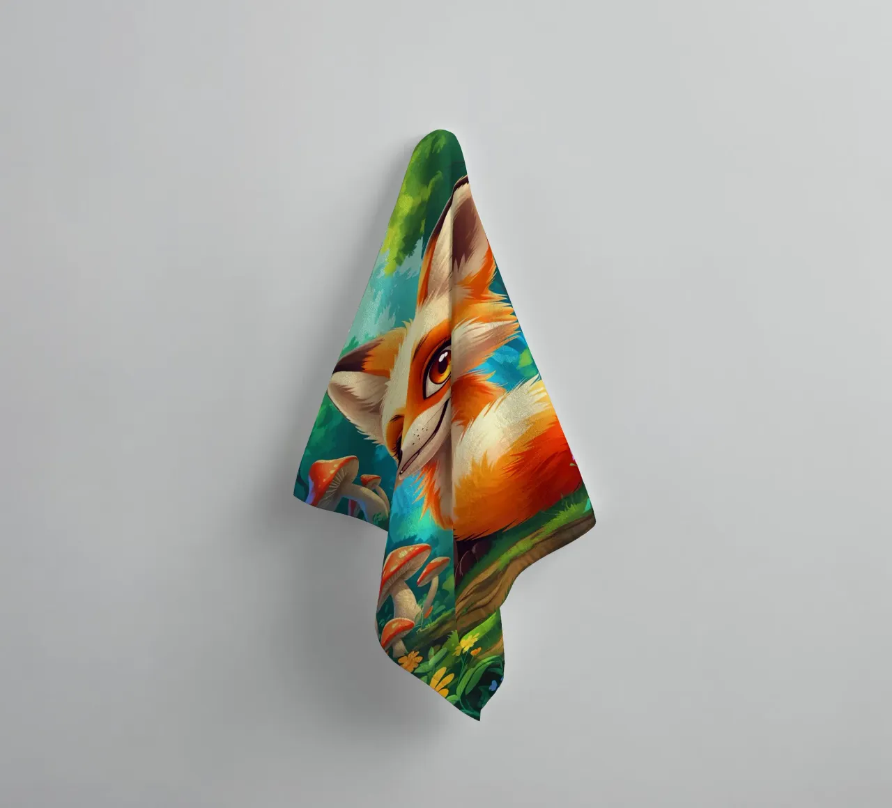Fox in a Beautiful Forest asciugamano da bagno da Jeff Studio