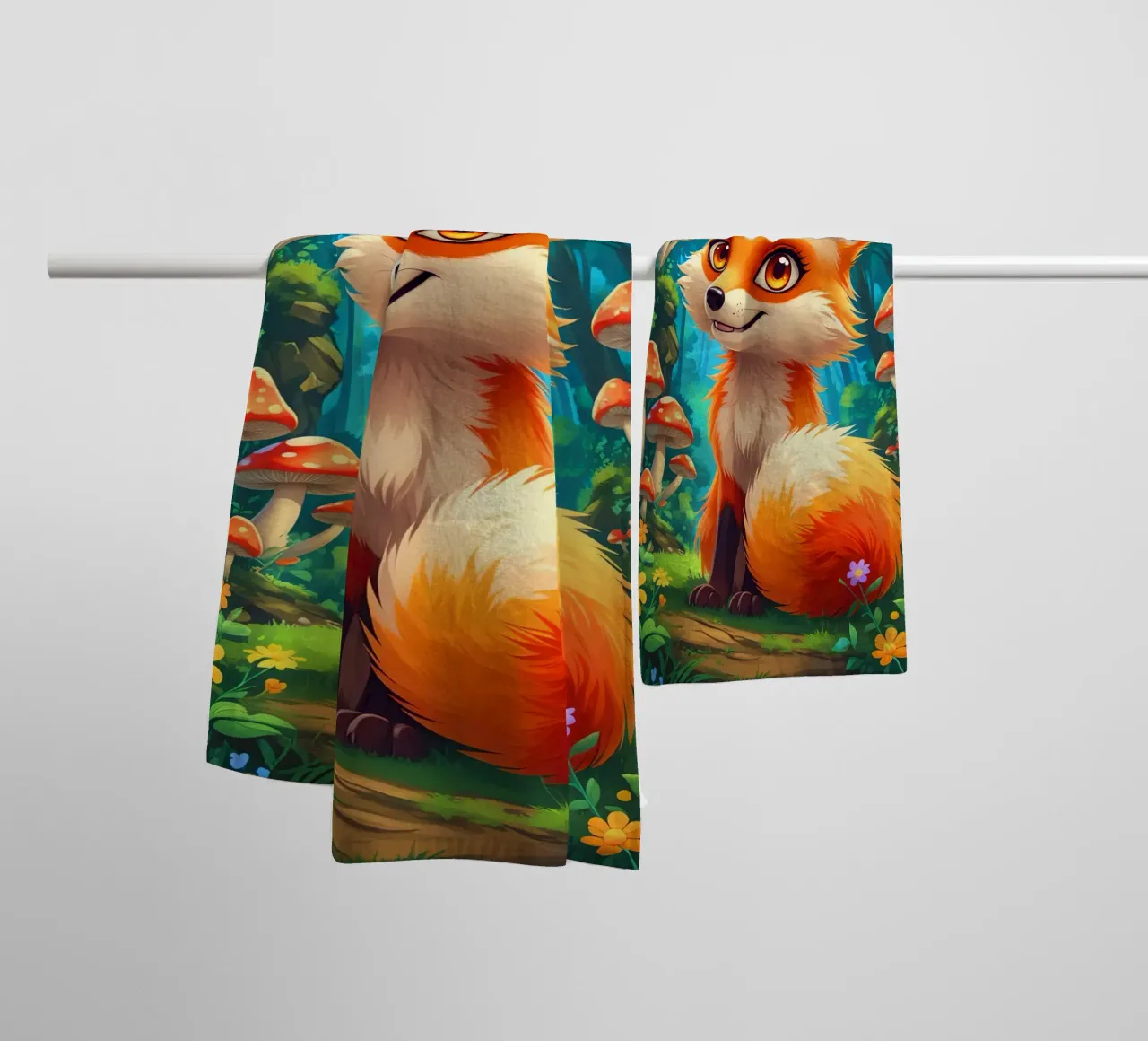 Fox in a Beautiful Forest asciugamano da bagno da Jeff Studio