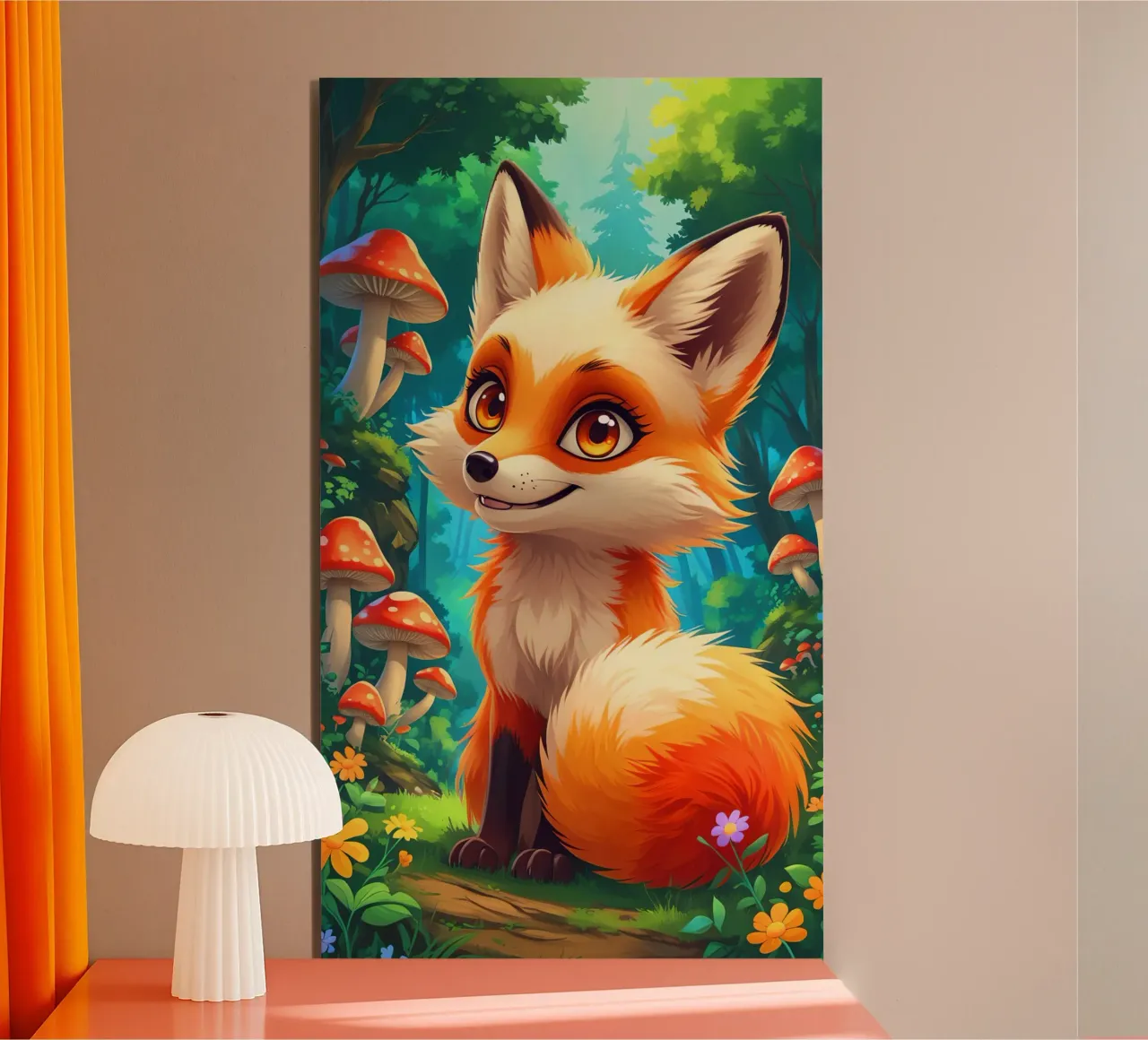 Fox in a Beautiful Forest alluminio dibond da Jeff Studio