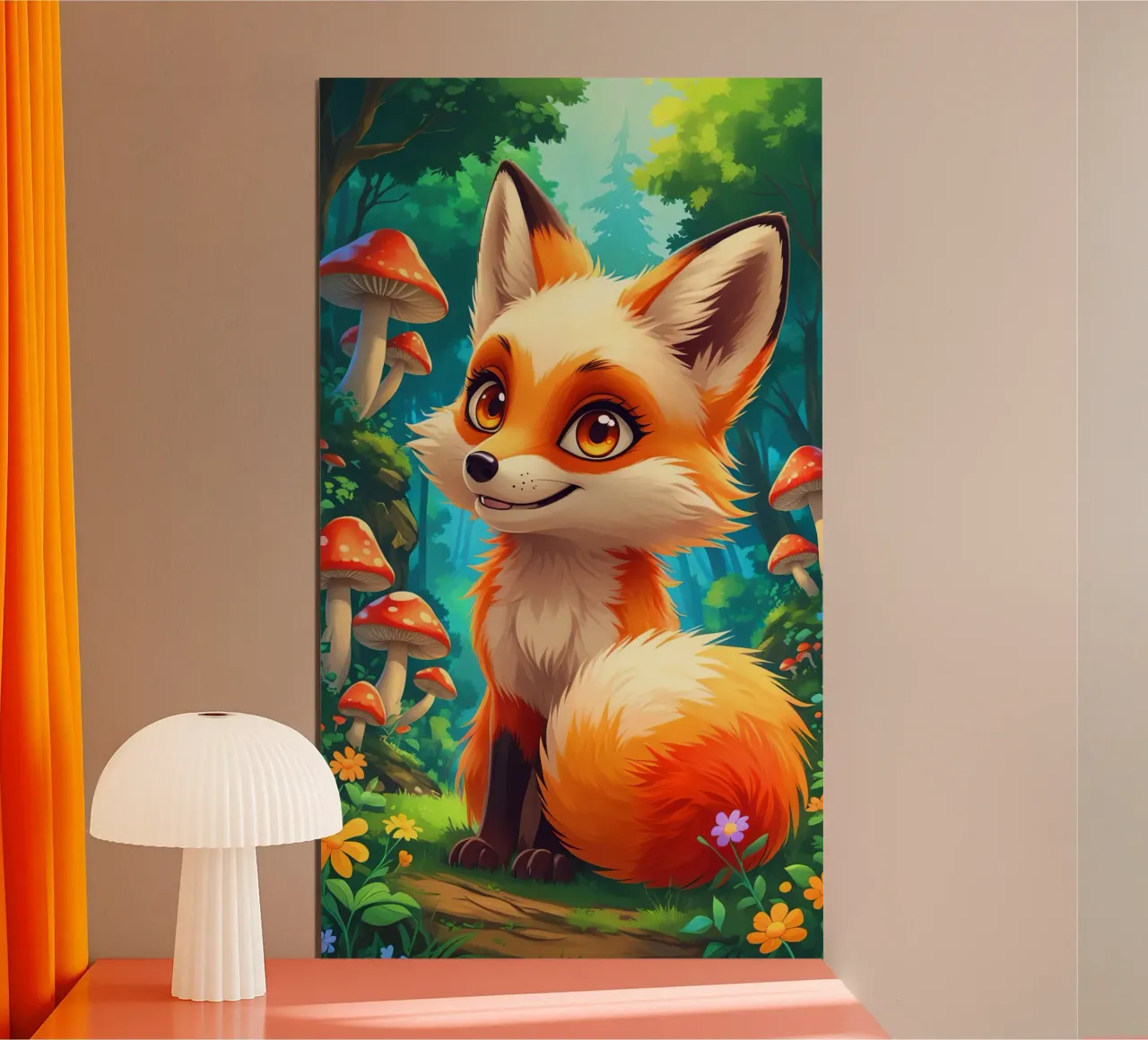 Fox in a Beautiful Forest poster con telaio in alluminio da Jeff Studio